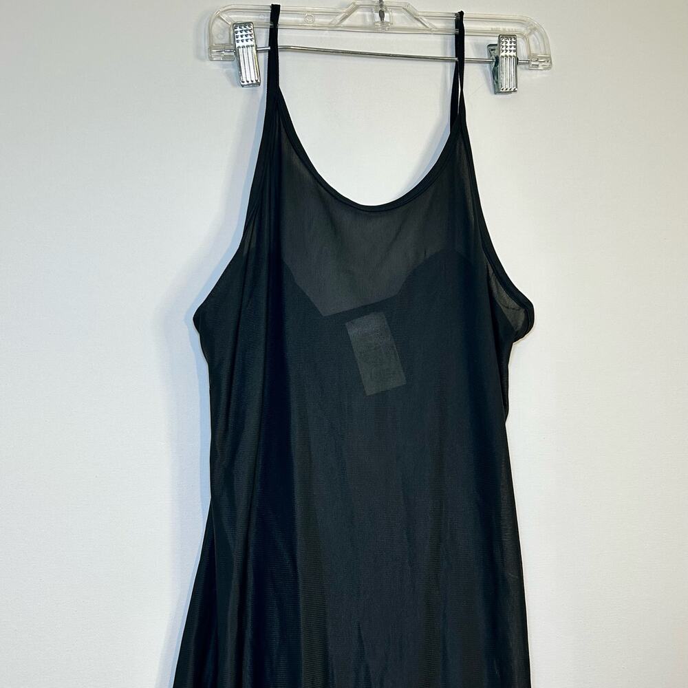 Vintage Maxi Dress Black Beaded Embroidered Sleeveless Slit 80s 90s Gothic - Picture 11 of 12